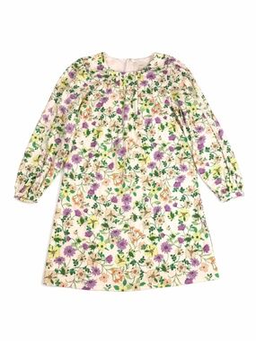 LOFT Floral Linen Blend Shift Dress Size 8 Long Sleeve Cottagecore
